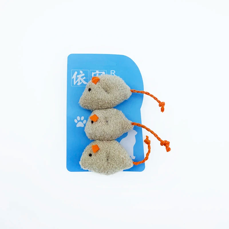 3Pcs/Lot New Plush Simulation Mouse Cat Toy Plush Mouse Cat Scratch Bite Resistance Interactive Mouse Toy Playing Toy for Kitten