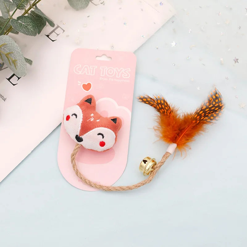 Feather Bell with Catnip Cat Toy, Animal Shaped Doll Chewing Toy