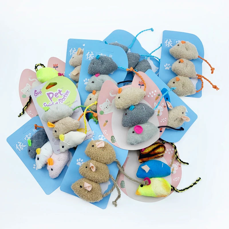 3Pcs/Lot New Plush Simulation Mouse Cat Toy Plush Mouse Cat Scratch Bite Resistance Interactive Mouse Toy Playing Toy for Kitten