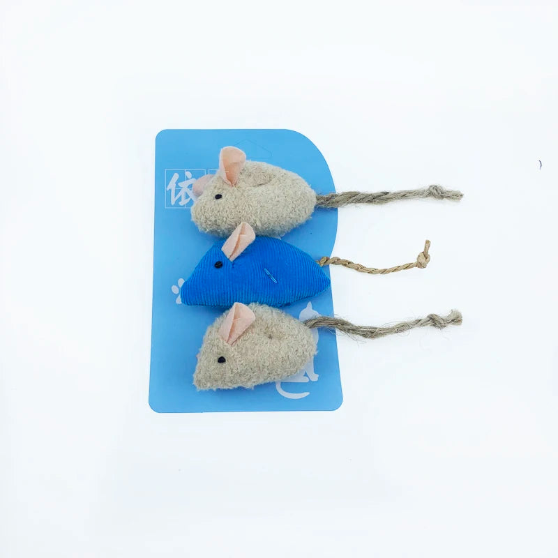 3Pcs/Lot New Plush Simulation Mouse Cat Toy Plush Mouse Cat Scratch Bite Resistance Interactive Mouse Toy Playing Toy for Kitten