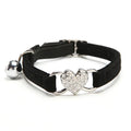 8 Colors Adjustable with Soft Velvet Material Pet Product Small Dog Collar Heart Charm and Bell Cat Collar Safety Elastic
