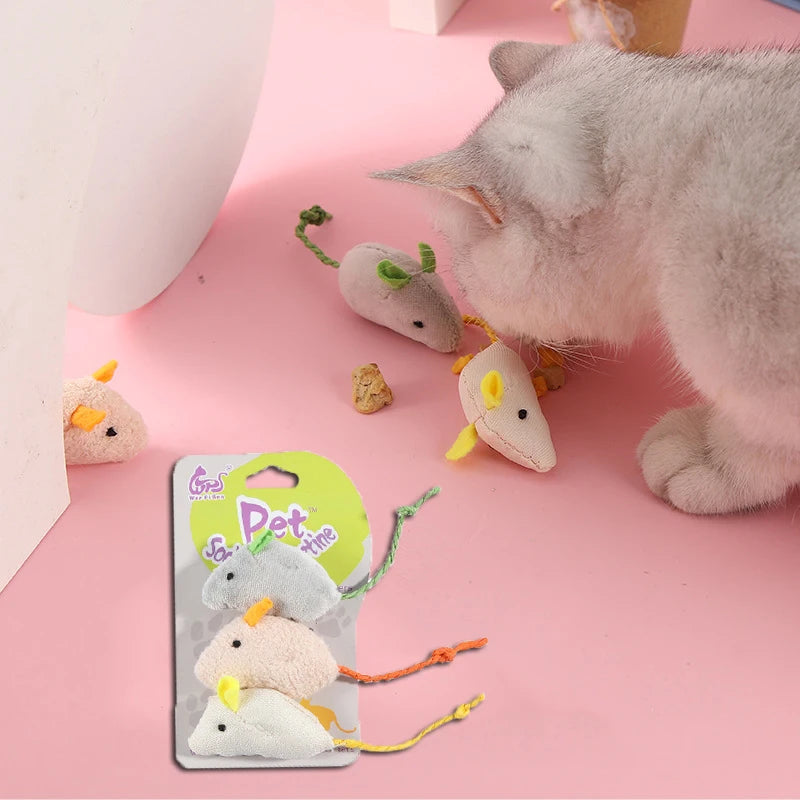 3Pcs/Lot New Plush Simulation Mouse Cat Toy Plush Mouse Cat Scratch Bite Resistance Interactive Mouse Toy Playing Toy for Kitten