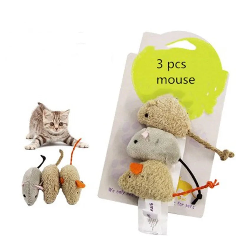 3Pcs/Lot New Plush Simulation Mouse Cat Toy Plush Mouse Cat Scratch Bite Resistance Interactive Mouse Toy Playing Toy for Kitten