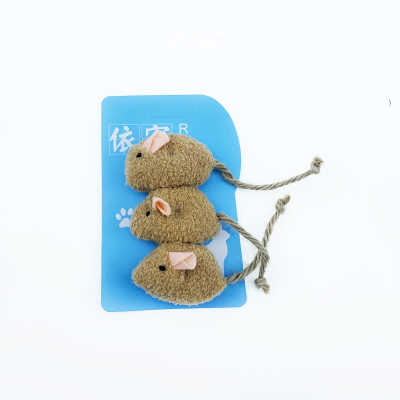 3Pcs/Lot New Plush Simulation Mouse Cat Toy Plush Mouse Cat Scratch Bite Resistance Interactive Mouse Toy Playing Toy for Kitten