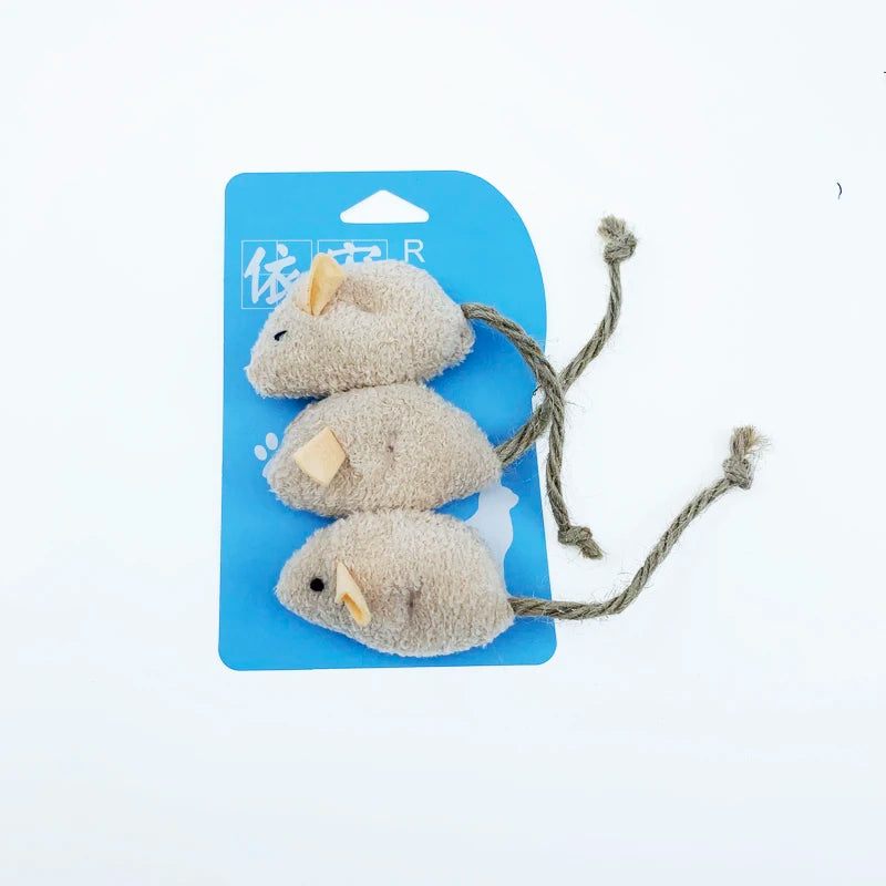 3Pcs/Lot New Plush Simulation Mouse Cat Toy Plush Mouse Cat Scratch Bite Resistance Interactive Mouse Toy Playing Toy for Kitten