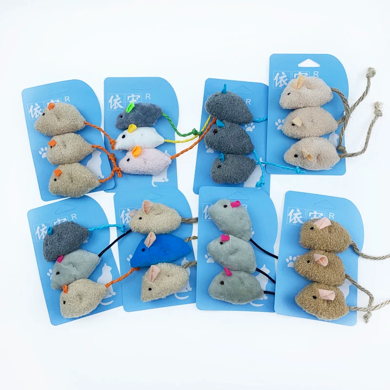 3Pcs/Lot New Plush Simulation Mouse Cat Toy Plush Mouse Cat Scratch Bite Resistance Interactive Mouse Toy Playing Toy for Kitten