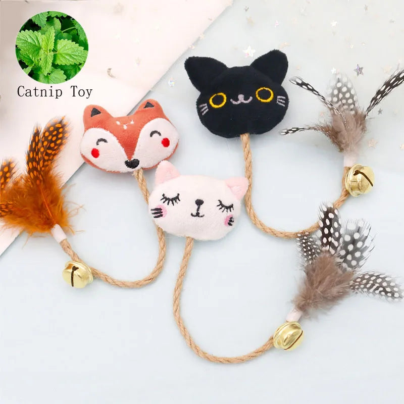 Feather Bell with Catnip Cat Toy, Animal Shaped Doll Chewing Toy
